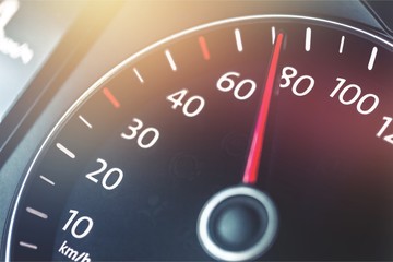 Modern car speedometer. Close up shot of