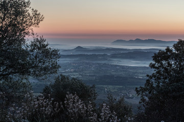 Fototapeta na wymiar View from Santuari de Sant Salvador, Mallorca/ Spain at Sunrise