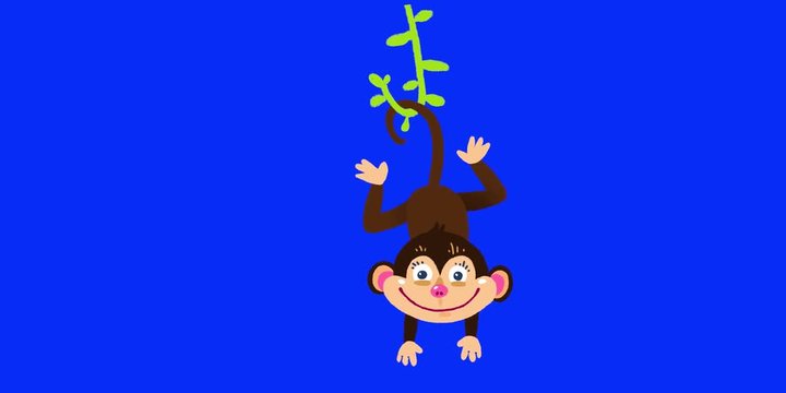 Monkey cartoon 2D animation on green screen