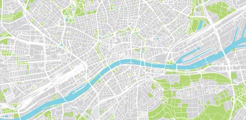 Urban vector city map of Frankfurt, Germany - obrazy, fototapety, plakaty