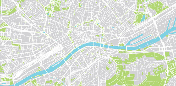 Urban vector city map of Frankfurt, Germany