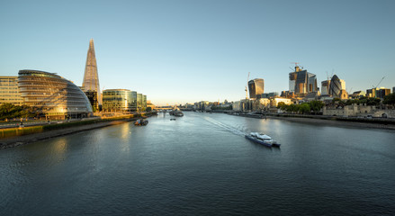 Fototapeta premium morning in London, river Thames from Tower Bridge, UK
