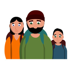 Sad homeless family icon. Cartoon of sad homeless family vector icon for web design isolated on white background
