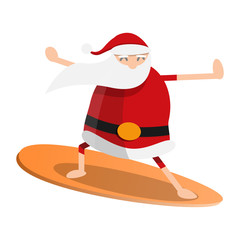 Santa claus surfing icon. Cartoon of santa claus surfing vector icon for web design isolated on white background © nsit0108