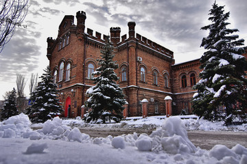 old university in winter