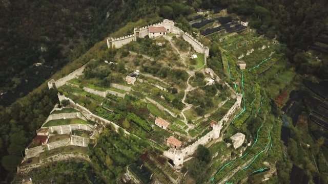 Aerial, ruins of Castello di San Nicola Thoro-Plano