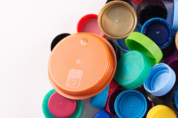 Mixed used bottle lids and tops