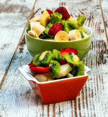 Fruits surrounded by rustic background