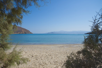 Fototapeta na wymiar Molos beach - Paros Cyclades island - Aegean sea - Greece