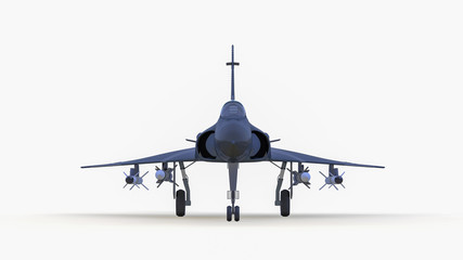 a military combat jet in front of isolated background(3d rendering)