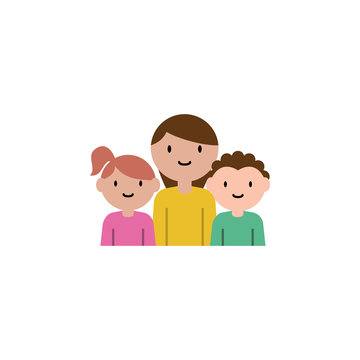 mother, son, daughter cartoon icon. Element of family cartoon icon for mobile concept and web apps. Detailed mother, son, daughter icon can be used for web and mobile