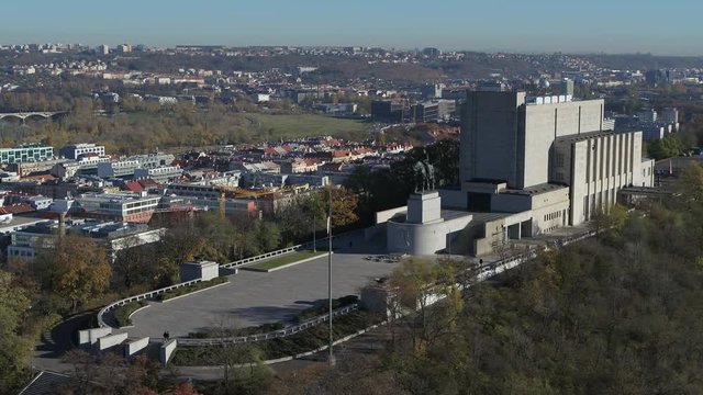 Drone aerial Prague National Monument on the Veitsberg
