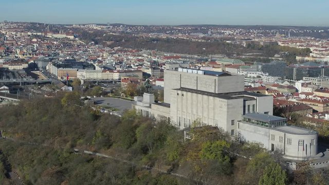 Drone aerial Prague National Monument on the Veitsberg