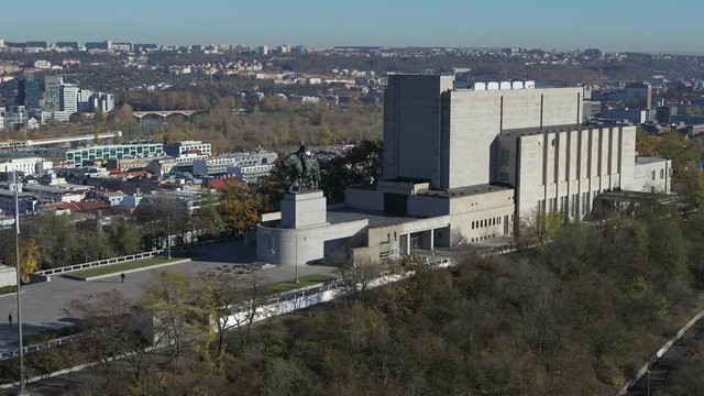Drone aerial Prague National Monument on the Veitsberg