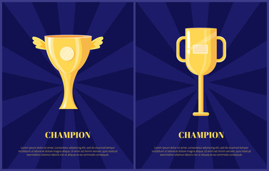 Champion Golden Trophy Cup Vector Illustration