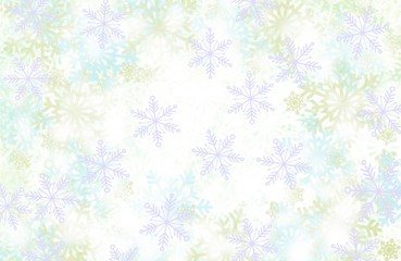 Snowflake border soft focus abstract winter wonderland pastel colors blurred background with space for text, corner elements and frame design