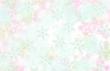 Snowflake border soft focus abstract winter wonderland pastel colors blurred background with space for text, corner elements and frame design