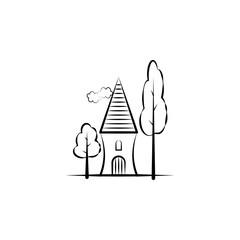 Tree, home icon. Element of hand drawn Imaginary house icon for mobile concept and web apps. Hand drawn Tree, home icon can be used for web and mobile