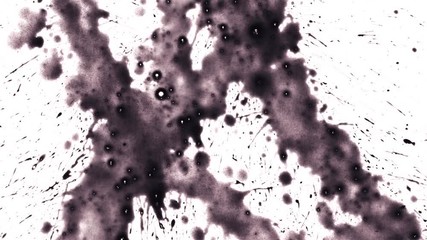 Black ink paint splatter on white background