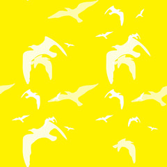 Seamless pattern of bird on the yellow background
