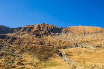 Landscape with rocky mountain peaks in summertime season, Fagaras Mountains, Romania