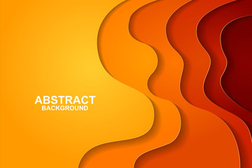 Abstract background design with orange paper cut shapes. Paper cut vector illustration for banner, presentation, and invitation. Paper art and craft style.