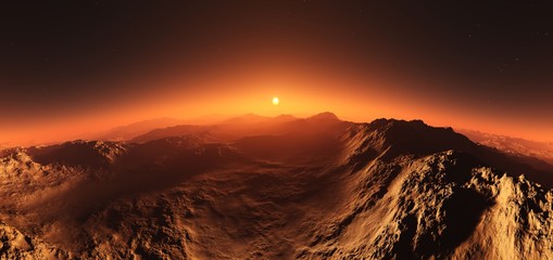 Mars at sunset, the surface of Mars at sunrise,   © ustas