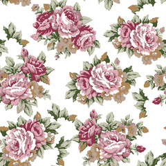 Shabby roses vintage seamless pattern