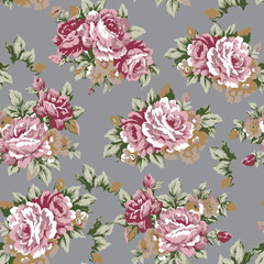 Plakat Shabby roses vintage seamless pattern