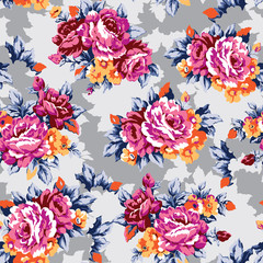 Shabby roses vintage seamless pattern