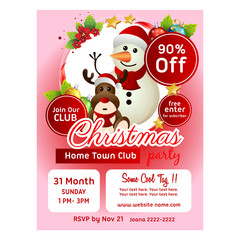 colorful christmas poster template ribbon snowman
