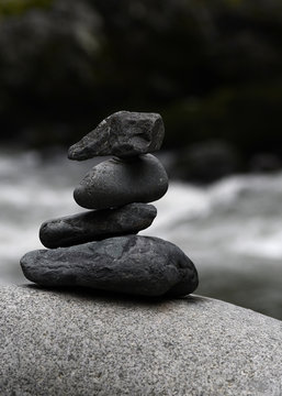 Stacked rocks at the river