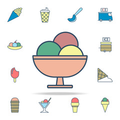ice cream in saucer colored icon. Ice cream icons universal set for web and mobile