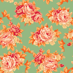 Shabby roses vintage seamless pattern