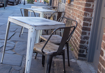 Empty outdoor cafe in 
Charleston