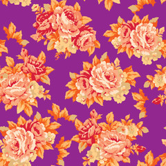 Fototapeta na wymiar Shabby roses vintage seamless pattern
