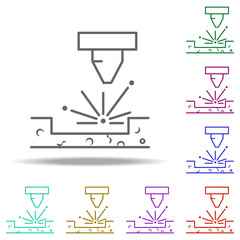 Obraz premium Laser wood cutting icon. Elements of Laser in multi color style icons. Simple icon for websites, web design, mobile app, info graphics