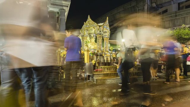 Worshippers at Bangkok's famous Erawan Shrine,