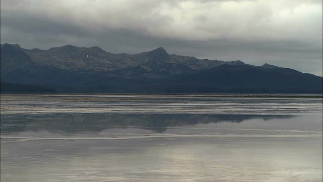 Aerial Alaska USA Mountains melt water delta National Park