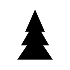 Fototapeta premium Black symbol of fir-tree for Christmas design, new Year. Sample silhouette flat icon, simple design. Christmas tree bazaar and fair, vector illustration