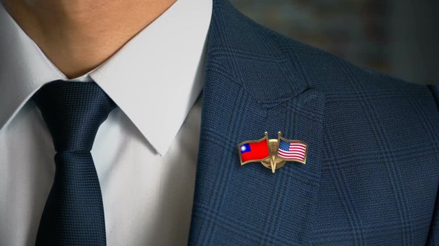 Businessman Friend Flags Pin Taiwan - United States of America