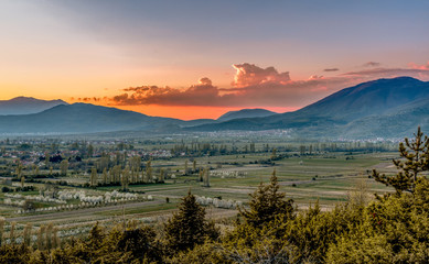 sunset in the mountains