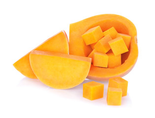 butternut squash slice isolated on white background