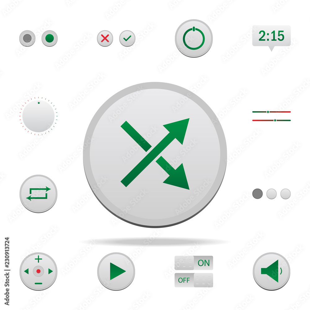Aufkleber button intersecting lines colored icon. elements of music player in badge style icons. simple icon f