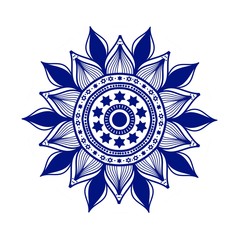 Indigo artistic mandala graphic design.