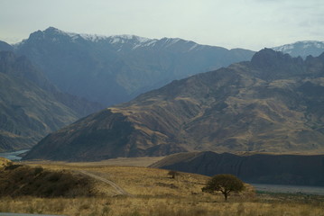 Pamir, Pamir Mountains, Pyanzh River, snowy peaks, Asia, Badakhshan