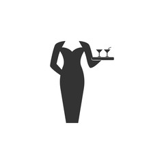 Waitress with a tray icon. Element of airport icon for mobile concept and web apps. Detailed Waitress with a tray icon can be used for web and mobile