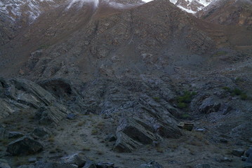 remains of a tank in the mountains of Afghanistan