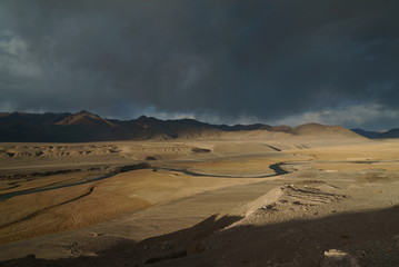 Fototapeta na wymiar alpine plateau, Pamir, Central Asia, the play of light and shadow, landscape