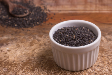 Black sesame in a bowl